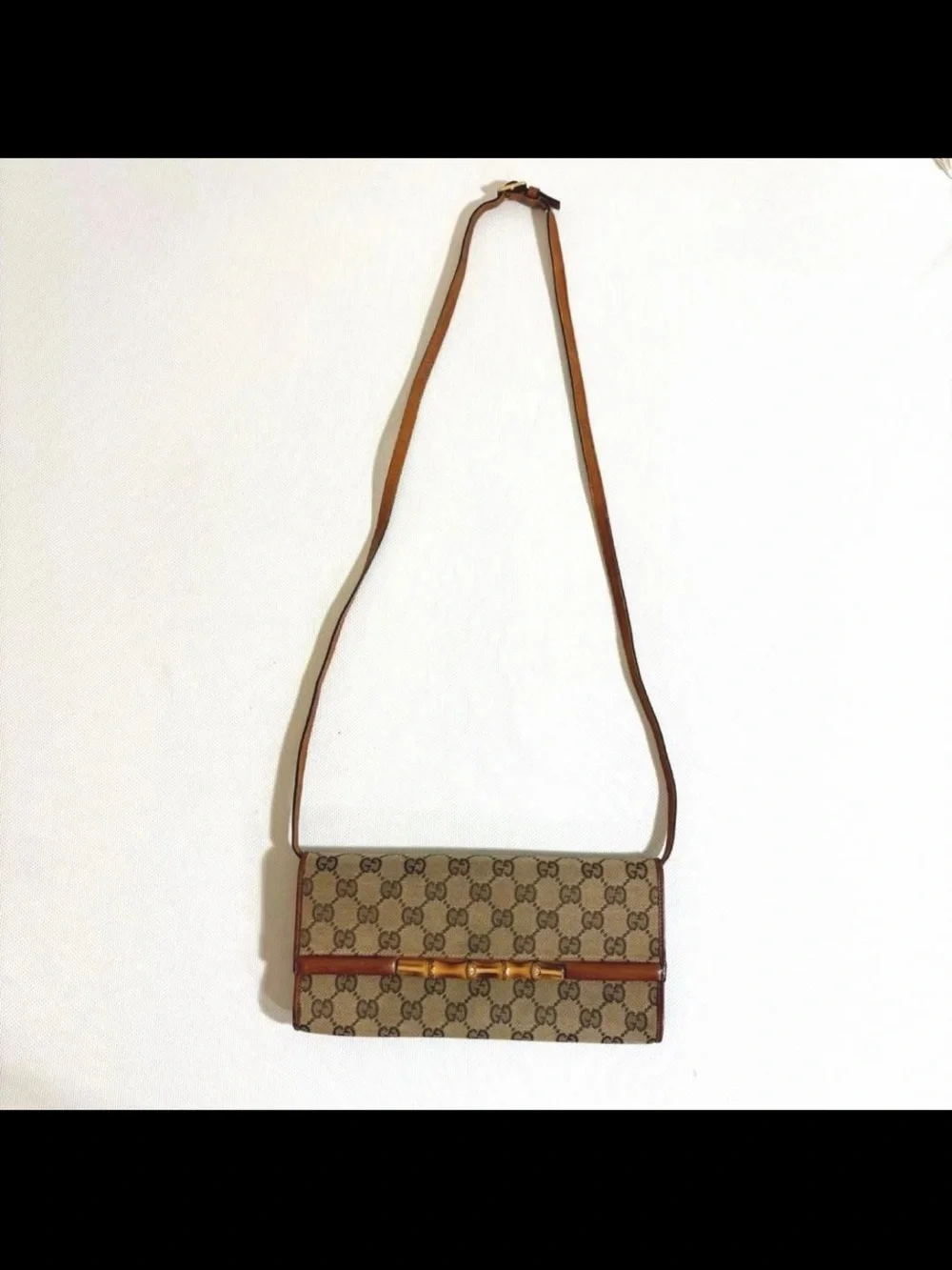 Gucci Beige Brown GG Bamboo Shoulder Bag